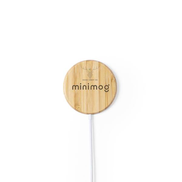 Chargeur sans fil magnétique personnalisé 10W – Charge rapide et design bambou