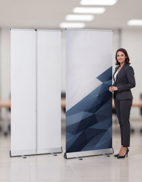 Visibilité salon Le Havre : Achat kakémono photocall stand goodies textile 76